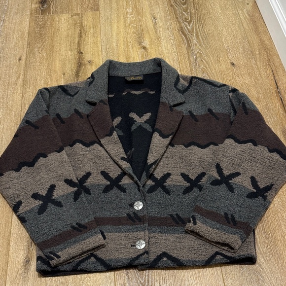 Vintage Aztec Cardigan - Black and Brown Pattern - Picture 1 of 5